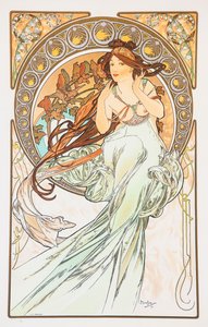 シリーズからのムジカ、芸術、1898。 作： Alphonse Mucha