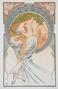 シリーズThe Arts、1898年のLa Poesia。 作： Alphonse Mucha