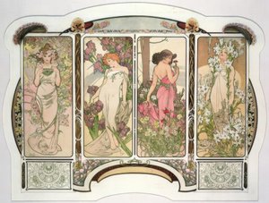 フラワーズ 作： Alphonse Mucha