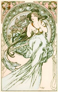 「音楽」、1900 作： Alphonse Mucha