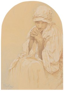 ジャロスラヴァの肖像画、アーティストの娘、c。 1924年。 作： Alphonse Mucha