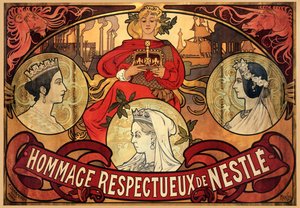 ネスレの広告ポスター、ビクトリア女王のダイヤモンドジュビリーへのオマージュ、1897年