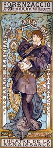 ロレンツァッチョアルフレッドデムセットのポスター、サラベルナール、パリ、1896年