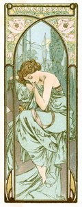 「安息の夜」、1899 年 作： Alphonse Mucha