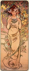 ローズ、シリーズ「ザフォーフラワーズ」、1897年 作： Alphonse Mucha
