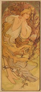 シリーズ・レ・セゾンの春c。 1900。 作： Alphonse Mucha