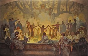 スラブリンデンツリーの下のオムラディナの誓いサイクルスラブ叙事詩 作： Alphonse Mucha