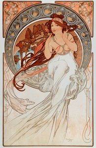 音楽をリトグラフのシリーズから 作： Alphonse Mucha