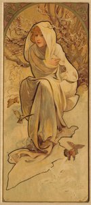 シリーズ・レ・セゾンの冬c。 1900。 作： Alphonse Mucha