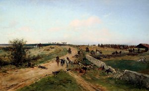 「普仏戦争の場面、1870 年」、19 世紀 作： Alphonse de Neuville