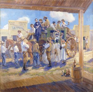 バーネット知事が州憲章をカリフォルニア州サンノゼに届ける、1925年頃（キャンバスに油彩） 作： Alson Skinner Clark