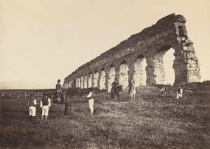 [ローマの水道橋で馬に乗った男たち]、1860 年代。