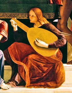 聖アンブローズの祭壇画の詳細 作： Alvise and Basaiti Marco Vivarini