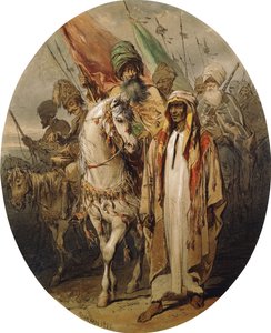 前進するアラブの戦士、1855 作： Amadeo Preziosi