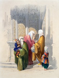 貧しい黒人のアフリカ人女性と子供を含む通行人がいるストリートシーン、パブ。1865. 作： Amadeo Preziosi
