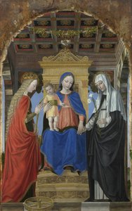 アレクサンドリアの聖カタリナとシエナの聖カタリナの聖母子c。 1490 作： Ambrogio Bergognone