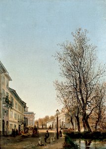 ミラノ、ポルタ・ヴェネツィア地区の眺め（絵画、1850年頃 作： Ambrogio Fermini