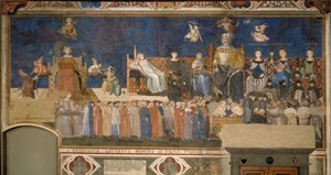 善政の寓話フレスコ画の循環善悪の寓話、1338-1339 作： Ambrogio Lorenzetti