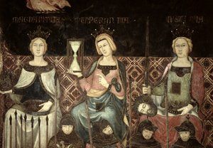 善政の寓意、正義、希望とマグナマニティの詳細、1338-40 作： Ambrogio Lorenzetti