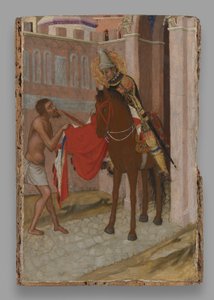 マントを物乞いに分けるトゥールの聖マルタン 作： Ambrogio Lorenzetti