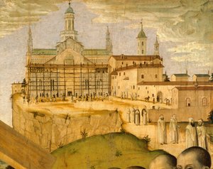 ベルゴニョーネ (1453-1523 年頃) として知られる Ambrogio da Fossano による Certosa di Pavia の建設、イタリア 15 世紀、詳細 作： Ambrogio da Fossano (c.1460 1523)