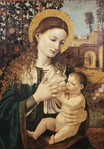 マドンナ デル ラッテ、アンブローズ ベルゴニョーネ作（1460～1523年頃） 作： Ambrogio da Fossano (c.1460 1523)