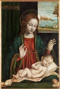 マドンナと眠る子（ヴェールのマドンナ 作： Ambrogio da Fossano (c.1460 1523)