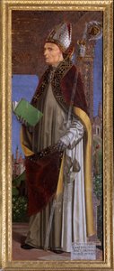 グルノーブルの聖ヒュー（またはシャトーヌフのヒュー）（1053-1132）、グルノーブルの前夜祭 アンブロジオ・ダ・フォッサーノ・ディット・イル・ベルゴニョーネ（1481-1522）による絵画 トリノ、スーサの聖ユスト大聖堂 作： Ambrogio da Fossano (c.1460 1523)