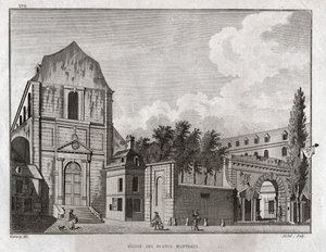 パリのマレ地区にあるブラン マントー教会。 1780年頃（彫刻） 作： Ambroise Louis Garneray