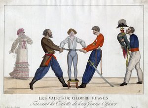 ロシア人青年将校のトイレ - Garneray, Ambroise Louis (1783-1857) - c. 1815 - エッチング、水彩 - 24x32,6 - Private Collection 作： Ambroise Louis Garneray