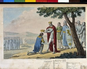 アンリ1世（1008年〜1060年）、カペティア王朝。弟のロベール・ル・ヴューに勝ったが、1016年に弟を許してブルゴーニュ公国を与えた - 1825年にAmbroise Tardieuがデザイン・彫刻した。 作： Ambroise Tardieu