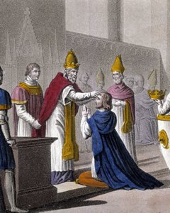 ルイ2世は、879年にジョン8世によってトロワ公会議で2度目の聖別を受けた（33595の詳細）。1825年にAmbroise Tardieuがデザイン、彫刻したもの。 作： Ambroise Tardieu