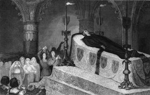 ルイ12世(1462-1515) 葬儀用の台車に乗った民衆の父 - ルイ12世(1462-1515) Pere du Peuple sur son lit de mort - 1825年のエングレーヴィングで、「Histoire de France expressed by synoptic paintings dediee to the children of France and employee for their e. 作： Ambroise Tardieu