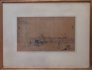 Le Quai de Carenage、Le Pollet、1928（紙に鉛筆とトイレ） 作： Ambrose McEvoy