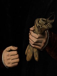 Detail of Portrait of Otho Stochoven (oil on panel)   1440234   ja       japanese Successfully Translated  Original: Fandango Translat: Fandango 1457027 ja japanese Successfully Translated Original: History. Germany. Frederick II the Great. Illustration in 作： Ambrosius Benson