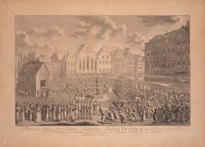 1792 年 7 月、フランクフルト大聖堂からレーマーベルクまでのフランツ 2 世の戴冠式行列