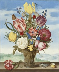 棚に花の花束 作： Ambrosius the Elder Bosschaert