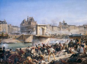 ホテル・ド・ヴィル襲撃とポン・ダルコールでの戦闘、1830年7月28日 作： Amédée Bourgeois