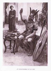 旅館の歩兵、ローマ兵、1928年のイラスト 作： Amedee Forestier