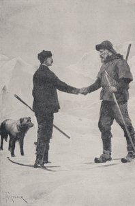 極地探検家の会合フレデリックジョージジャクソンとフリチョフナンセン、フランツヨーゼフランド、1896年 作： Amedee Forestier