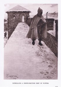 冬の北ブリティッシュフォートのパトロール、イラスト、The Roman Soldier、1928