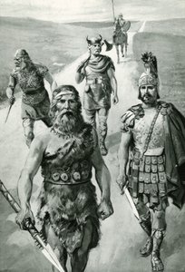 イングランドの道：古代イギリスの首長、ローマの兵士、サクソン人、デーン、ノーマン 作： Amedee Forestier