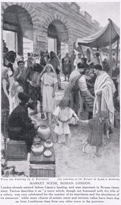 ローマの市場シーン、ロンドン、「ハッチンソンの国家の歴史」、1910年頃のイラスト