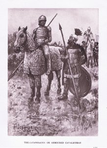 カタフラクタスまたは装甲騎兵、1928年のローマの兵士のイラスト 作： Amedee Forestier