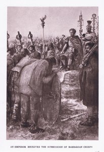 皇帝は1928年にローマの兵士から野蛮な首長たちの挿絵を受け取りました。