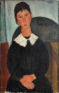 白い首輪のエルビラ、1917～1918年。 作： Amedeo Modigliani