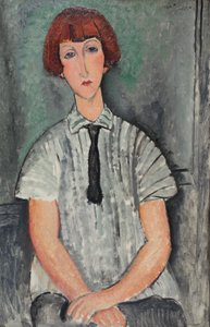 フランス語  Jeune Fille au corsage rayé ストライプのブラウスを着た少女 作： アメデオ・モディリアーニ