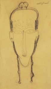 ヘッドドレスのキャリヤードの頭、1911年 作： Amedeo Modigliani
