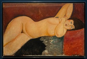 絡み合う手を持つ横たわる女性のヌード 作： アメデオ・モディリアーニ