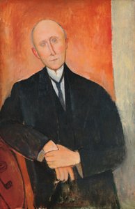 オレンジ色の背景の男 作： Amedeo Modigliani